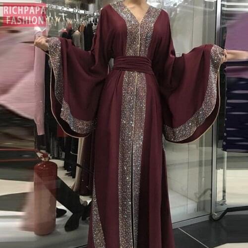 Eid Muslim Fashion Kaftan Dubai Abaya Turkey Kimono Cardigan Hijab Dress Caftan Islam Clothing Abayas For Women Musulman De Mode