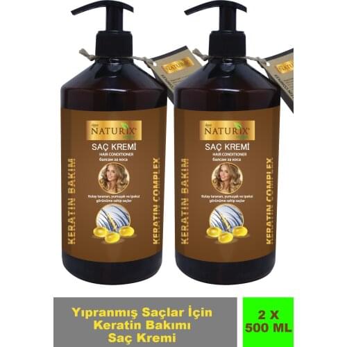 Naturix 2'Li Keratin Contain Repair & Smoothing Conditioner Broken Hair Tips Keratin Hair Conditioner 500 Ml