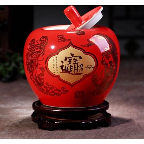 China red glazed home and wedding decoration Christmas Eve apple vase