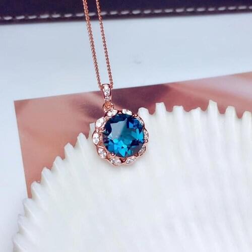 Classic exquistire clear blue topaz gemstone pendant for necklace with silver for women good cut and color best gift style hot