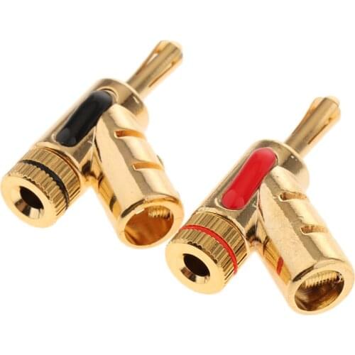 2Pcs 4mm Speaker Terminal Self-Lock Connectors Gold-plated Banana Plug