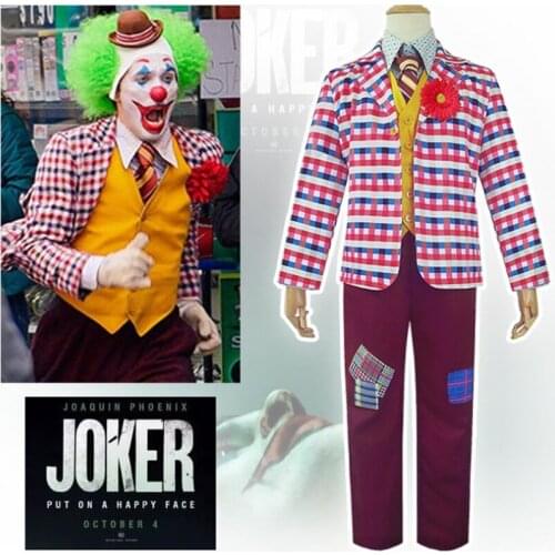 Halloween Movie Joker Joaquin Phoenix Arthur Fleck Cosplay Costume Coat Shirt Sets