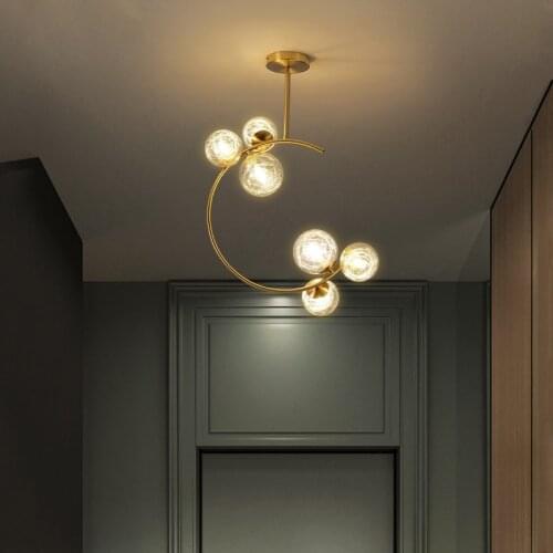 Creative modern Nordic led chandelier golden aluminum wire living room cloakroom hotel corridor ceiling decorative Chandelier
