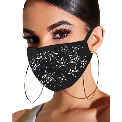 1PC Adult Diamond Designer Mask Women Washable Reusable Mouth Face Windproof Halloween Cosplay Rhinestone Mascarillas Mondmasker