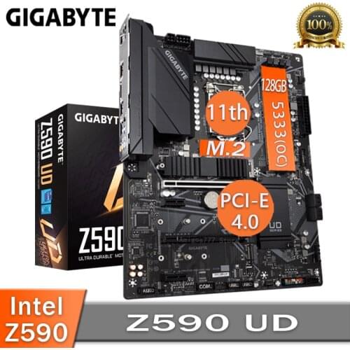 LGA 1200 Intel Z590 Gigabyte Z590 UD Motherboard PCI-E 4.0 M.2 SSD Support 10th/11th-Gen Cpu Crossfire Desktop Z590 Placa-Mãe