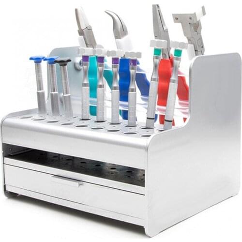 Multi-Function Watch Glasses Repairing Tool Storage Display Rack Holder Screwdriver Pliers Organizer Holder Case with Drawer