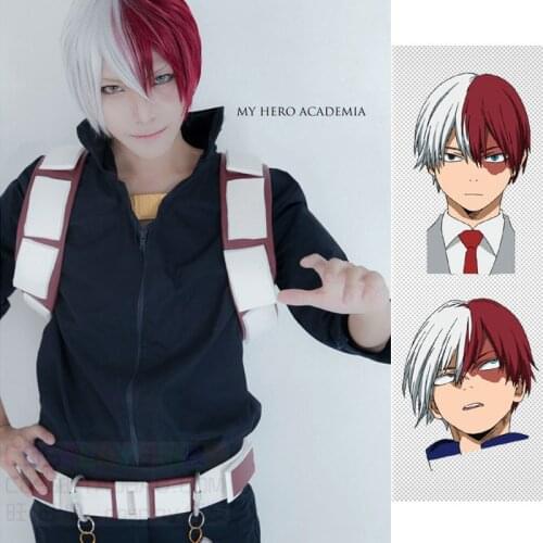 My Hero Academia Cosplay Wig Shoto Todoroki Shouto White And Red Head Costume Boku no Hiro Akademia Cosplay Halloween Gift