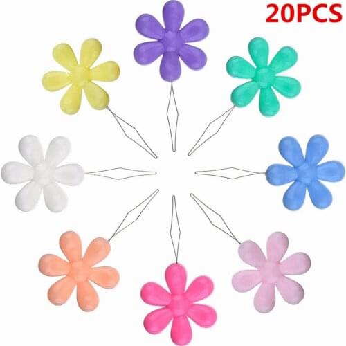 20Pcs Elderly Easy Sewing Needle Device Threader Thread Guide Tool Garment Sewing Needlework Flower Shape Random Color 7YJ338