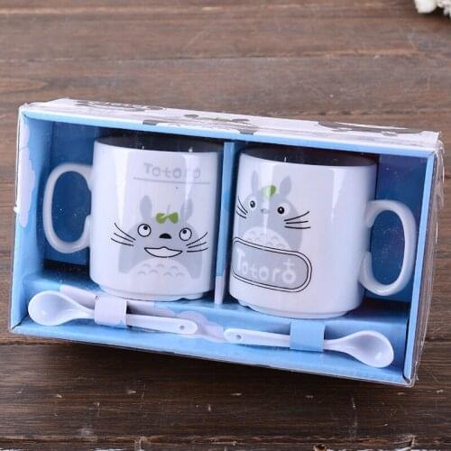 Sets Two Creative Cartoon Toad Cups Household Cups Personalized Ceramic Mugs Couple Cups and Spoons
