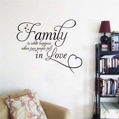 Family is what happen two people fall in Love Wall stickers decals Art Home Living Room Decoration Wall Mural Poster DW6125