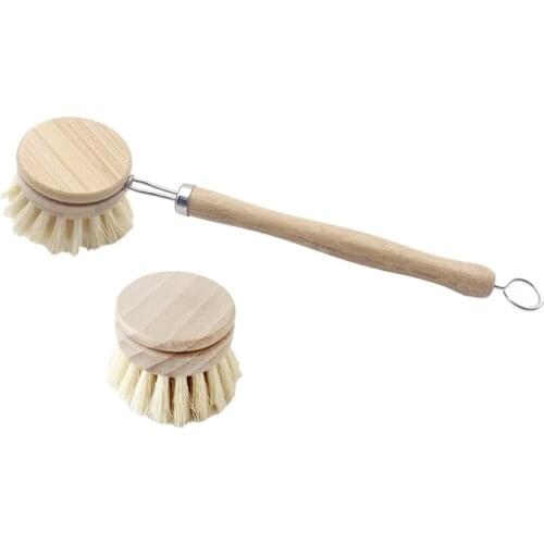 Natural Wooden Long Handle Pot Brush Kitchen Pan Dish Bowl Washing Cleaning Brush Household Cleaning Tools Wondeful