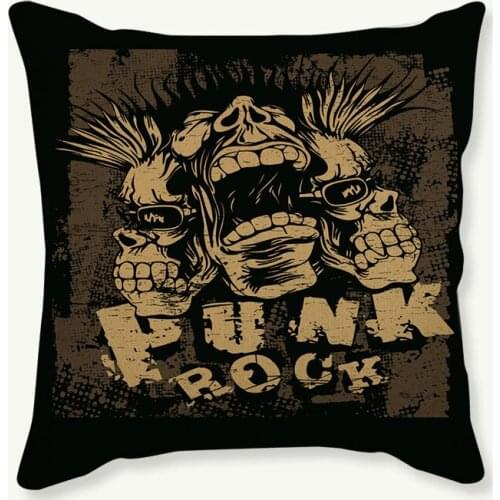 Vintage Punk Style Pillowcase Cotton Linen Printed Cool Band Home Decorative Car Sofa Chair Cushion Square Throw Pillows 45*45cm