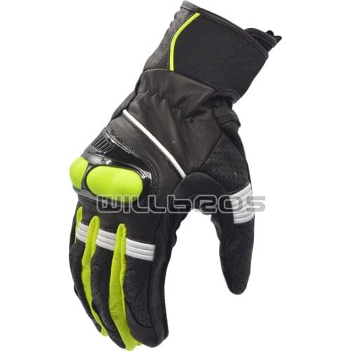 Hyperion Mens Leather Gloves MX Dirt Bike Racing Motocross Motorbike Motorcycle Black Green Gloves