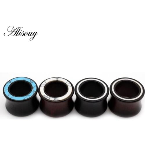 Alisouy 2pc Wood Ear Plug Tunnel Earring Gauges 8-16mm Stretcher Expander Dermal Piercing Oreja Mujer Stretcher Men Body Jewelry