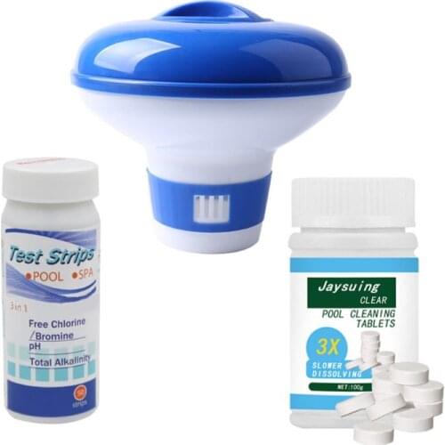 Swimming Pool Chemical Floater Chlorine Bromine Floating Dispenser PH Test Strip H7ED