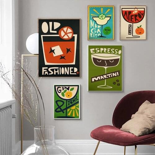 Gin and Quinine Kitchen Printed Cocktail Wall Art Canvas Painted Kitchen Wall Posters and Printed Pictures for Living Room Decor