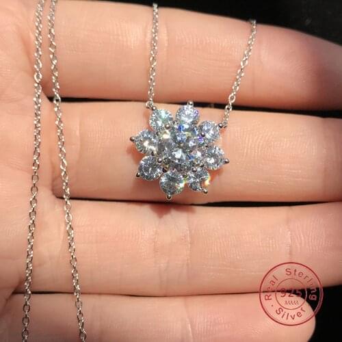 Simple Female Wedding Collares Jewelry 925 Sterling Silver Snowflake Dazzling Micro Pave Zircon Necklace for Women Gift Choker