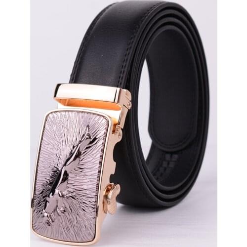 New Design Gold jaguar Big buckle belts for men mens belt luxury brand high quality genuine leather jeans plus size 110-130cm