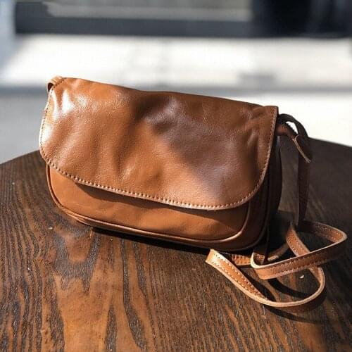 Genuine Leather Crossbody Bags For Women Vintage Casual 100% Natural Cowhide Small Handbag Shoulder Messenger Bag Female Lady