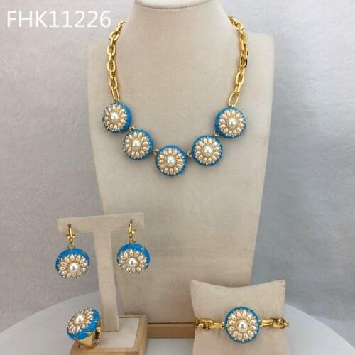 Yuminglai Dubai Fine Jewlery Pearl Jewelry Sets Fancy Jewelry for Women FHK11226