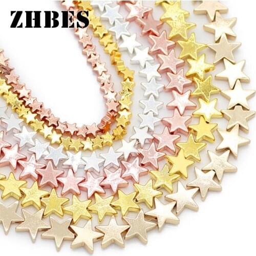 ZHBES 4/6/8/10mm Star Shape Hematite Gold, Silvers Natural Stone Spacers Loose Beads For Jewelry Making DIY Bracelet Accessories