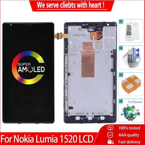 6.0" Original for Microsoft Nokia Lumia 1520 RM-937 LCD Display Touch Screen 100% Tested AMOLED with Frame Digitizer Replacement