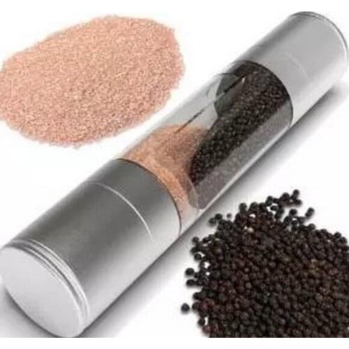 1PC 2 in 1 Stainless Steel Manual Salt Pepper Mill Spice Grinder Mills Kitchen Tools Accessories for Cooking KX 128