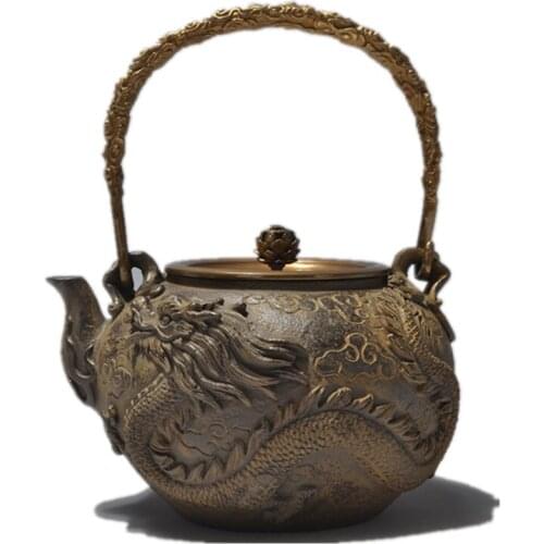 2018 Cast Iron Tea Pot No Coating Japanese Kung Fu Tea Set Handmade Japan Dragon Large Capacity Pot With Filter