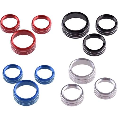 3Pcs AC CD Volume Switch Button Ring Knob Trim fit for Dodge Durango Ram Challenger Charger Chrysler 300 Blue/Black/Red/Silver