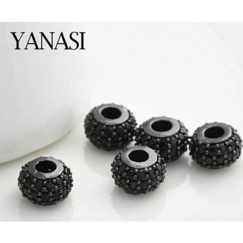 4 Styles Spacer Beads Micro Pave Black Zircon For Women Man Beadwork Beads Bracelet Gift Jewelry Making