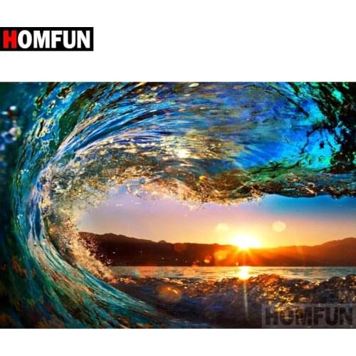 HOMFUN Full Square/Round Drill 5D DIY Diamond Painting "Ocean Wave" Embroidery Cross Stitch 5D Home Decor Gift A07649