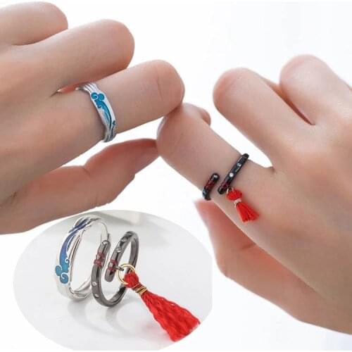 Anime Grandmaster of Demonic Cultivation MDZS The Untamed Cosplay Antiquity Couple Ring S925 Silver Ring Fashion Jewelry Gift