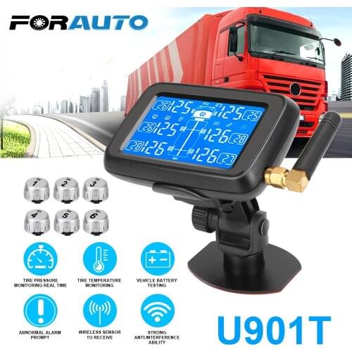 Auto Accessories Car Wireless Tire Pressure Monitoring System with 6 External Sensors Universal