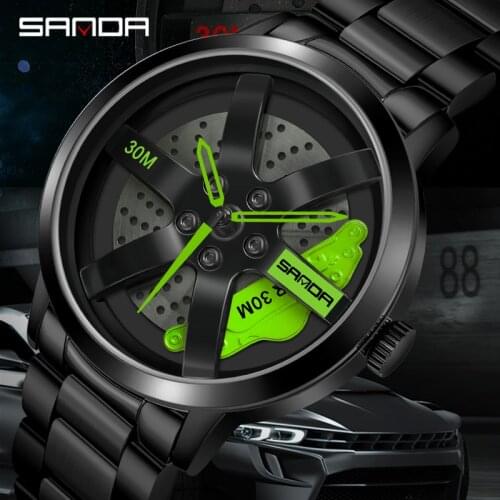 SANDA New Quartz Watch Mens Casual Personality Hollow Dial Wheel Design Watch Waterproof Mens Sports Pagani Mens Watch
