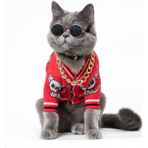 Designer Dogs Sweaters Clothing Soft Pet Cat Knitted Sweaters Small Medium Dog Outfit Clothes Puppy Kitten Warm Costume Sweater