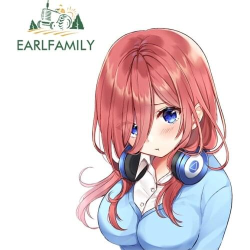 EARLFAMILY 13cm x 9.3cm for Miku Nakano Anime Vinyl Car Stickers Bumper Car Assessoires Waterproof Decal Creativite Graphics