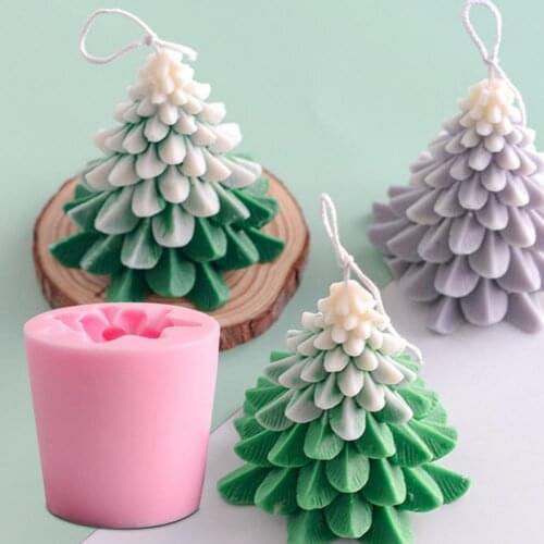 Candle Mold Christmas Tree Shaped Unique Design Multi-purpose Christmas Candle Soap Mold for Festival