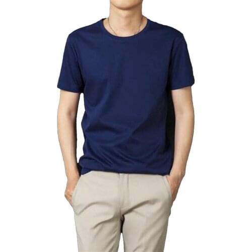 Summer T-shirt Men T-shirt Solid Color Round neck Loose Summer Short Sleeve Round Neck Top for Streetwear 2021