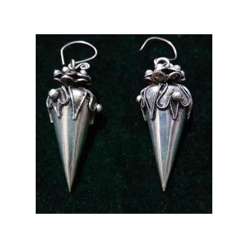 Hot sell new - Wholesale >Charming pure handicraftsl (snake shape) Jewelry Miao Silver dragon Hollow carving Earrings a pair