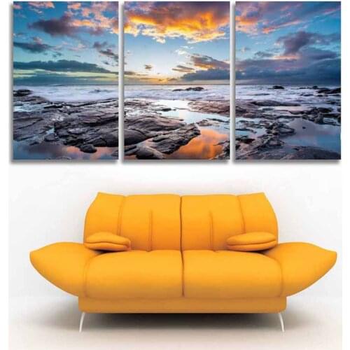 HD Canvas Art Scenery Painting For Living Room Wall Decor 3 Pieces Sea Sky