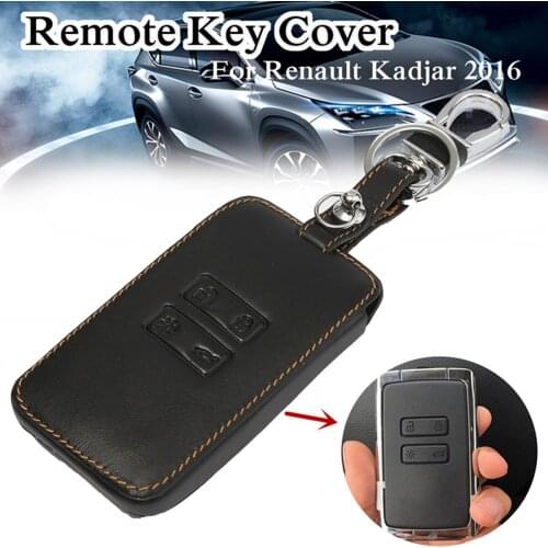 Leather Car Key Cover Case for Renault Kadjar 2016 Remote Key Holder Protector Case 4 Buttons Keychain Holder Protector Bag