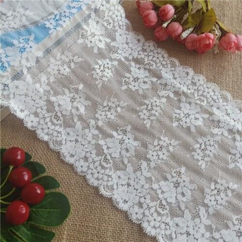 E2353*21CM Lace elastic lace fabric ribbon for fabric wedding elastic lace decoration white large