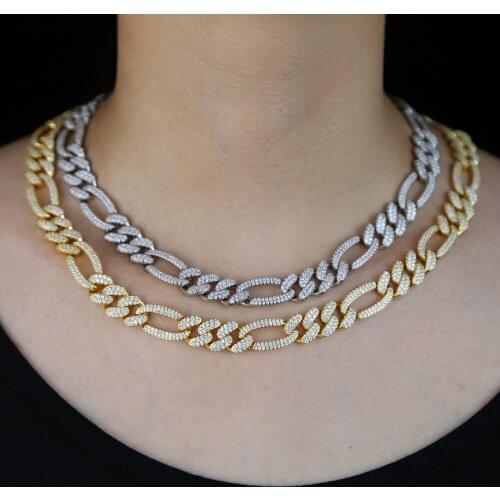 Miami Curb Cuban Chain Necklace 12mm Gold color chain Iced Out Paved Rhinestones CZ Bling Rapper Necklaces women Hip Hop Jewelry