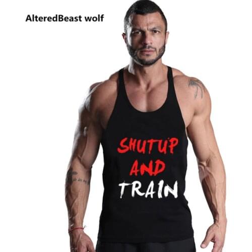 Bodybuilding Tank Tops men Letter Print Workout Stringer Sleeveless Shirt Fitness Tank Top Men Gyms Cotton Vest stringer tops