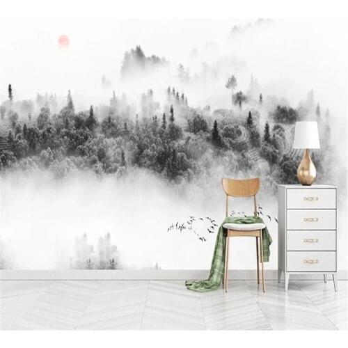 Milofi non-woven wallpaper modern minimalist natural cloud forest TV background wall painting decorative painting