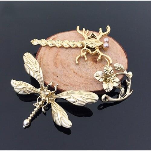 Fashion Metal Alloy KC Gold Dragonfly Flowers Connectors Charm DIY Jewelry Accessories DJ112