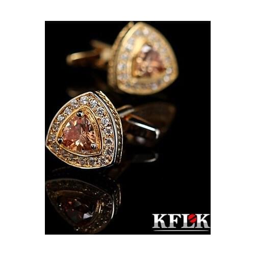 KFLK Luxury HOT shirt cufflink for mens Brand cuff button Crystal Gold cuff link High Quality Wedding abotoaduras Jewelry