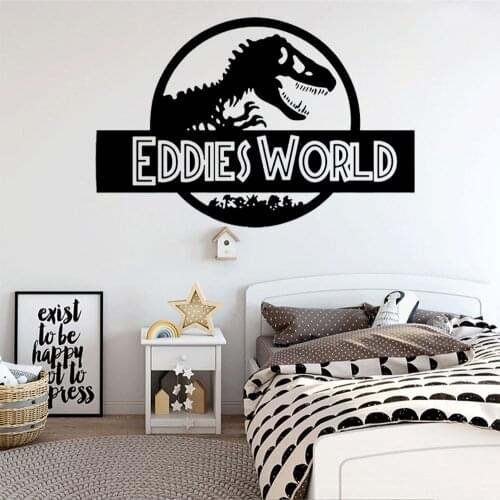 Dinosaur Wall Stickers Boys Room Decoration Jurassic World Vinyl Decals Custom Name Wall Decor Kids Bedroom Art Mural Nursery