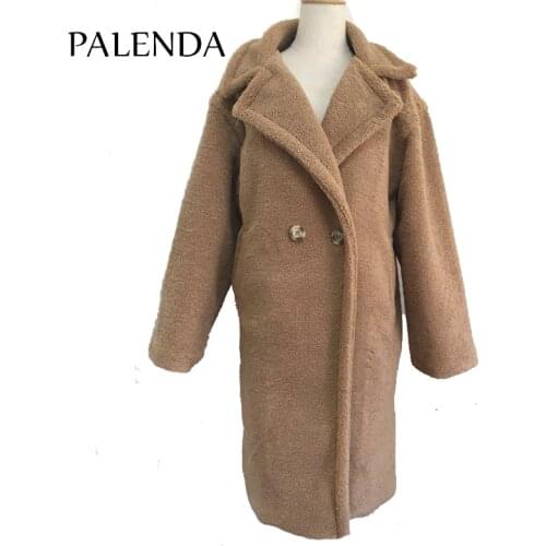 New teddy coat faux fur women winter long coat 4 color shipout within 3 days