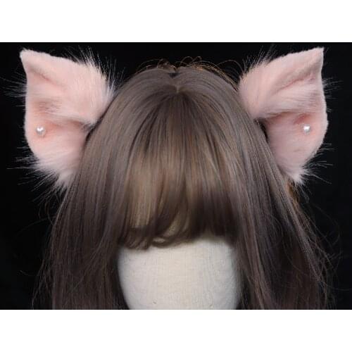 MMGG New Pink Little Pig Ears Hairhoop Headwear Headband For Anime Lolita Cosplay Costume Accessories